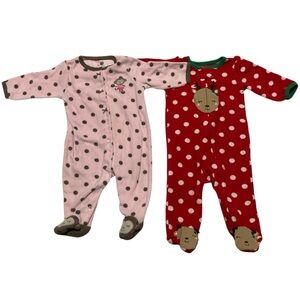 Carter’s Warm & Comfy Zip Up One Piece Footie Pajamas 2-Piece Lot -Size 6 months